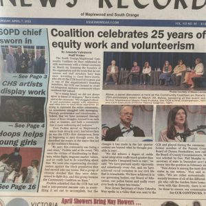 Cover of News-Record, a local newspaper in Maplewood and South Orange, New Jersey