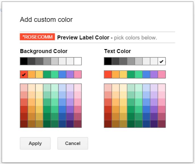 Gmail labels - choosing a custom color | Email inbox organization tips